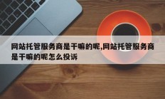 网站托管服务商是干嘛的呢,网站托管服务商是干嘛的呢怎么投诉