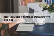 网站托管公司是干嘛的呀,企业网站托管一个月多少钱